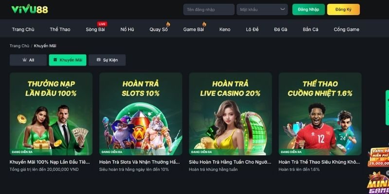 Kho khuyến mãi độc quyền hấp dẫn tạo Vivu88